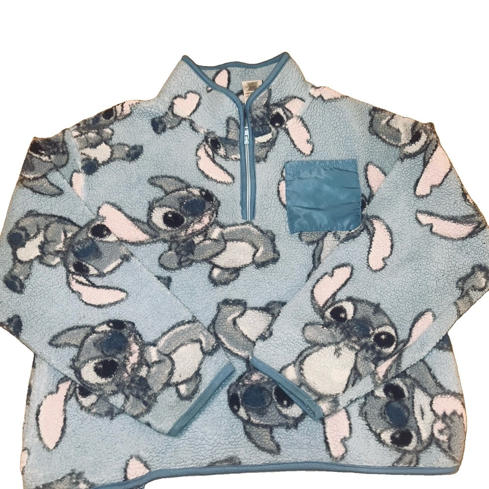 Disney Lilo & Stitch Women's Size L Sherpa Pullover Fleece Sweatshirt 0391